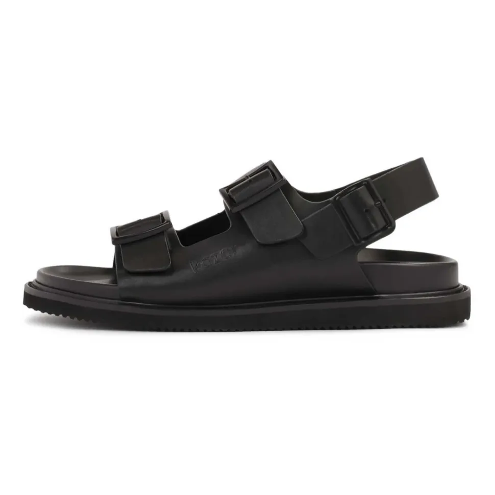 Leren sandalen met metalen gesp