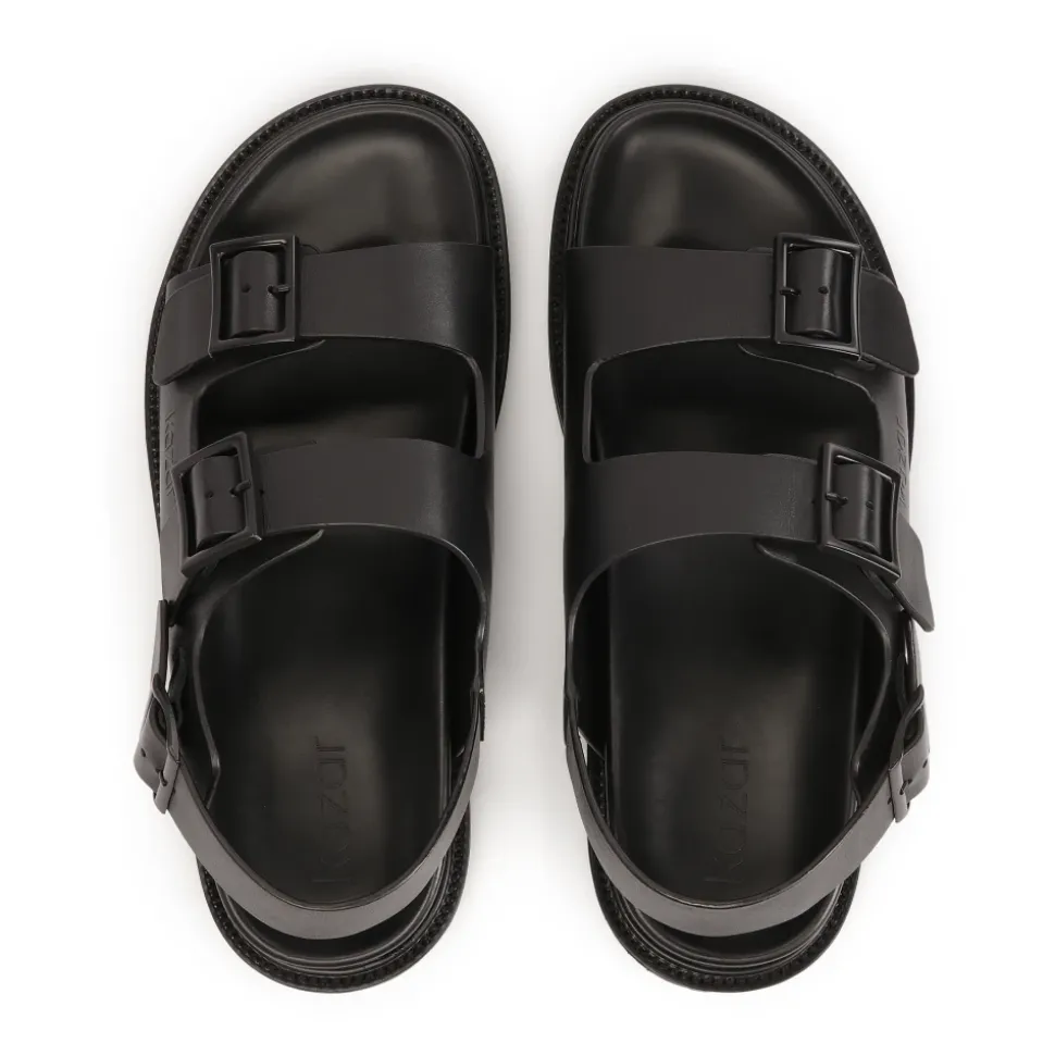 Leren sandalen met metalen gesp