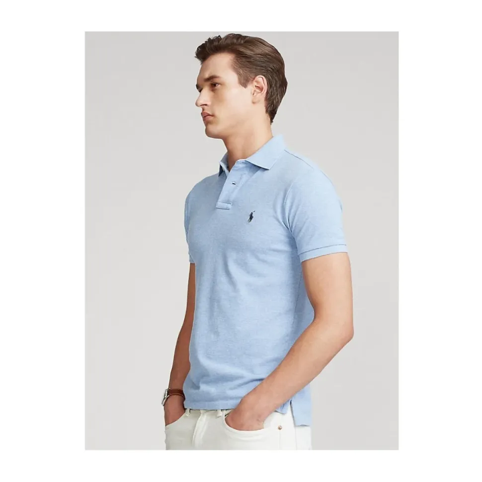 Lichtblauw Poloshirt met Kraag