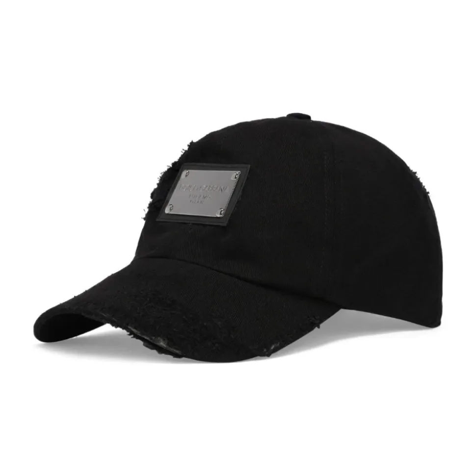 Logo-Plaque Baseball Cap, Zwart