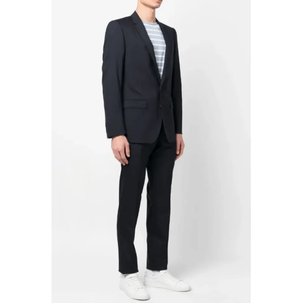 Marineblauw Slim Fit Wollen Pak