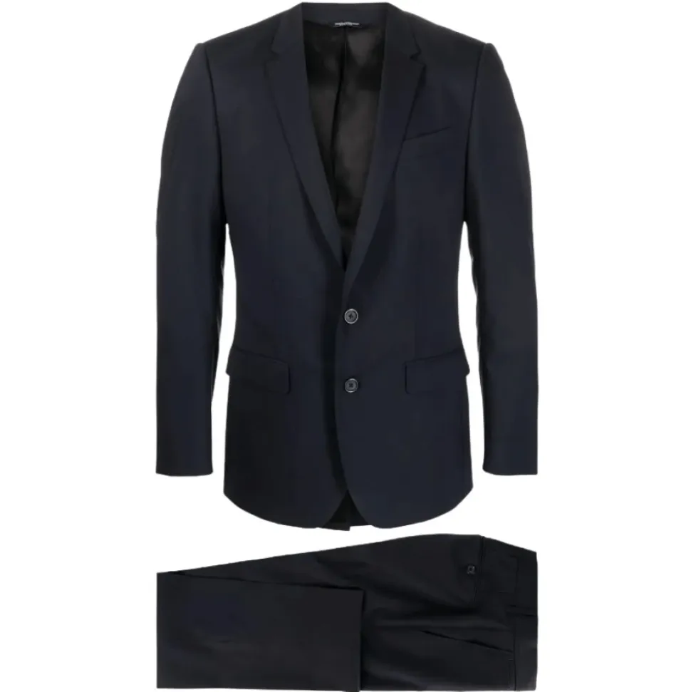 Marineblauw Slim Fit Wollen Pak