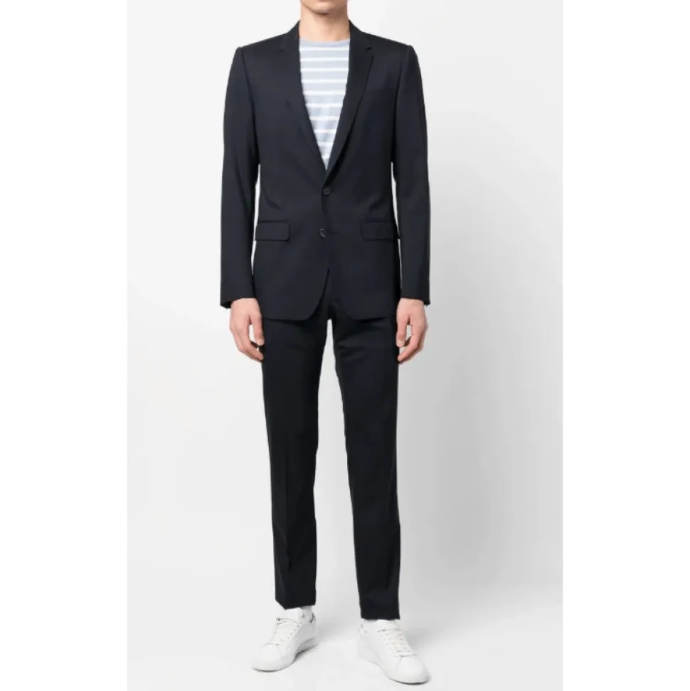Marineblauw Slim Fit Wollen Pak