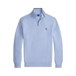 Mesh-Knit Katoenen Jumper met Korte Rits