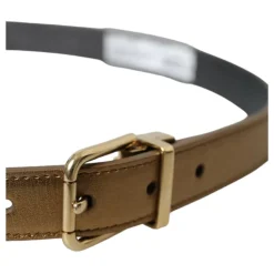 Metallic Gouden Kalfsleer Metalen Gesp Riem