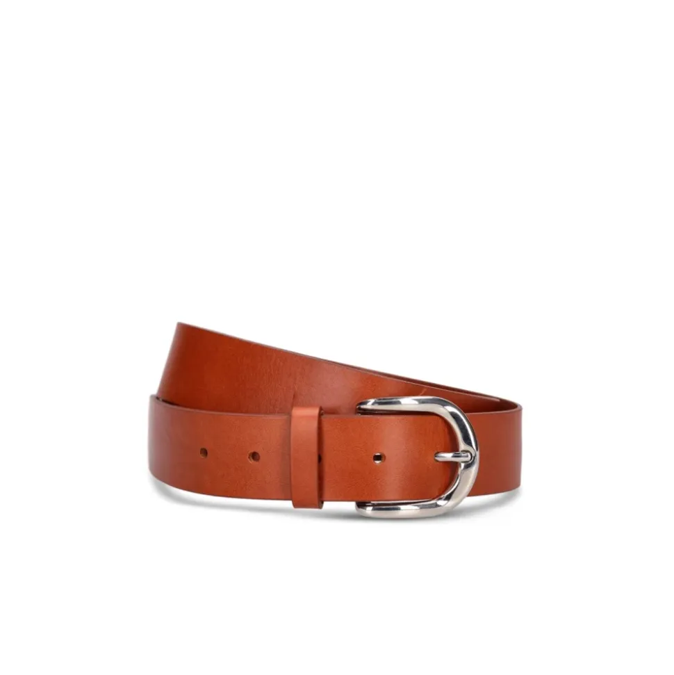Natuurlijke leren riem met logo