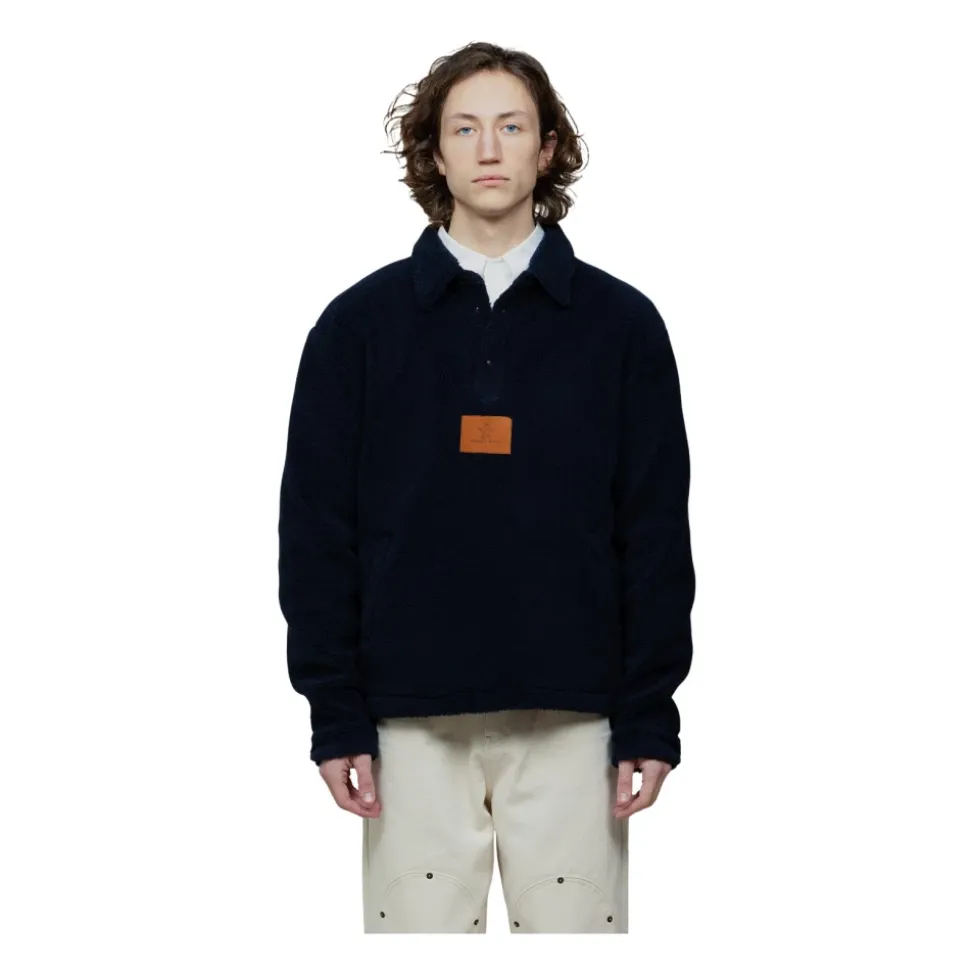 Navy Fleece Pull-Over Polo