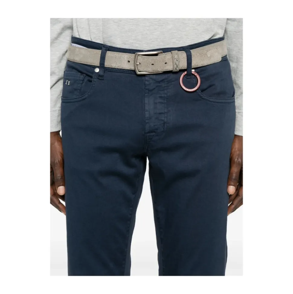 Navy Blauwe Klassieke Knoop Jeans