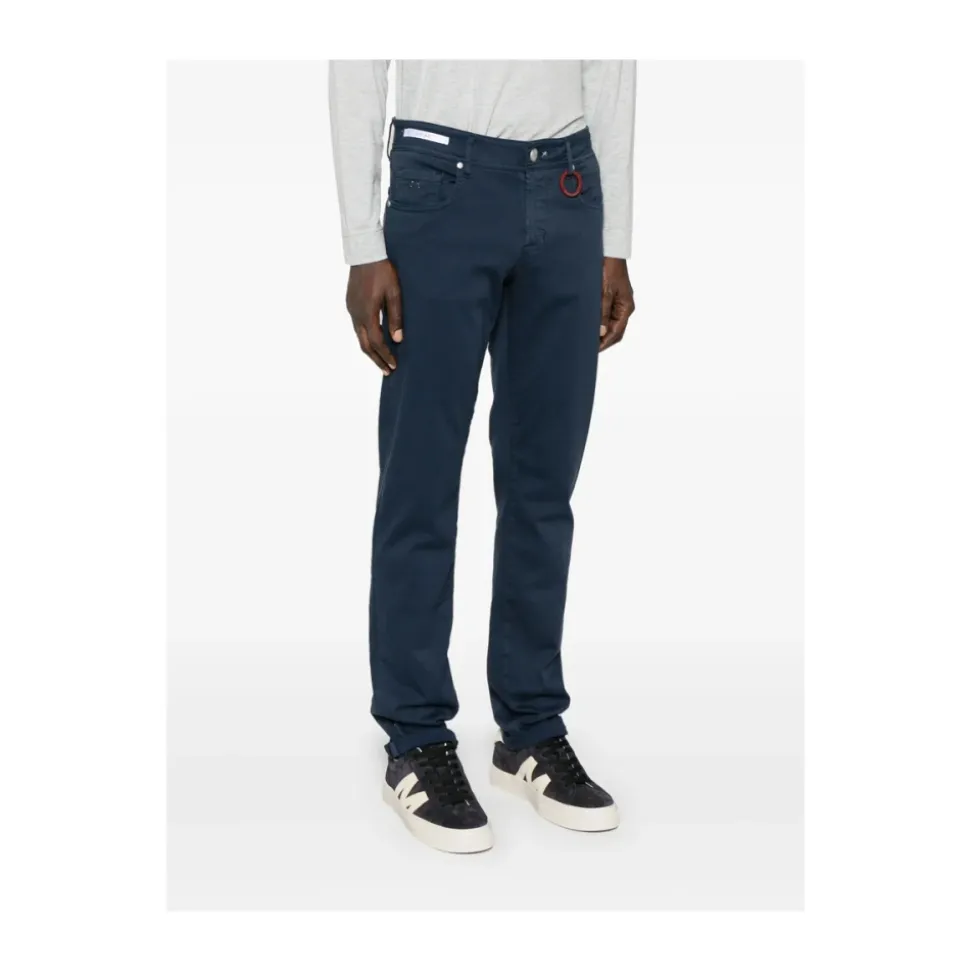 Navy Blauwe Klassieke Knoop Jeans