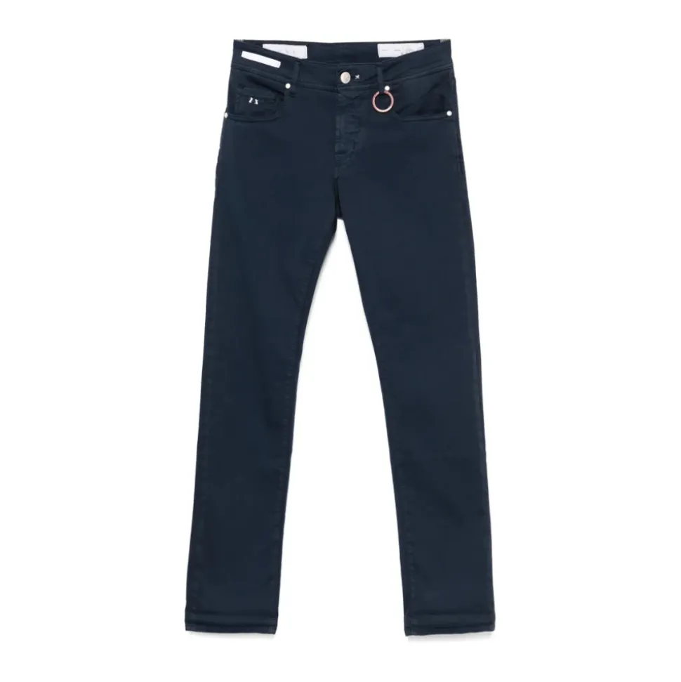 Navy Blauwe Klassieke Knoop Jeans