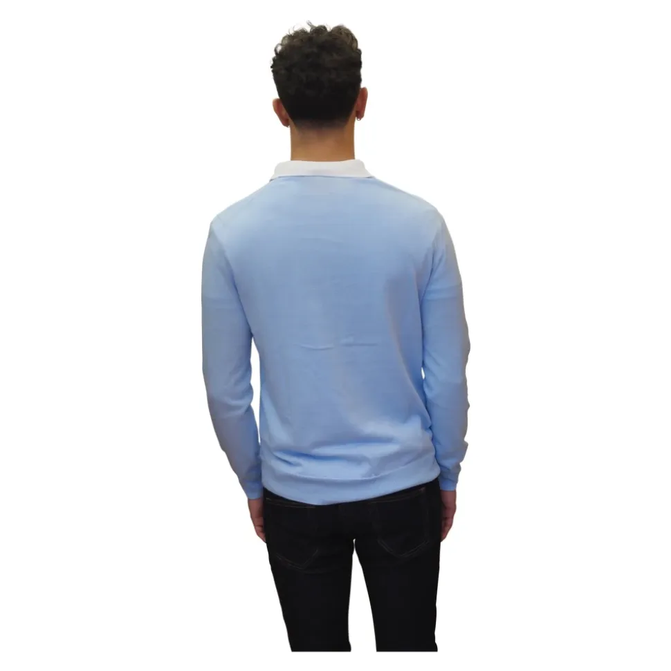 Office Blue ronde hals shirt van pima katoen - S