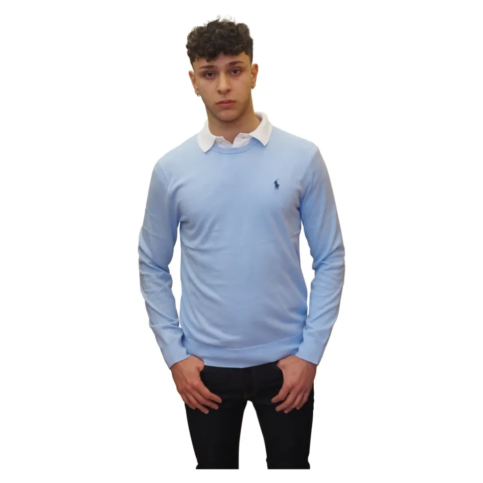 Office Blue ronde hals shirt van pima katoen - S