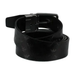 Omkeerbare leren riem met draaibaar logo