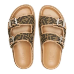 Platte sandalen met FF jacquardpatroon