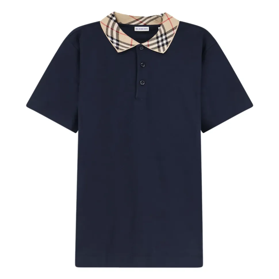 Polo shirt van katoenpiqué met ruitkraag