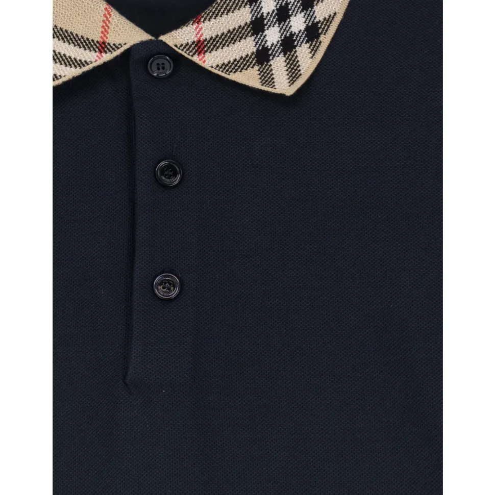 Polo shirt van katoenpiqué met ruitkraag