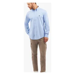 Regular Fit Non-Iron Stretch Supima Cotton Casual Shirt met Button-Down Kraag
