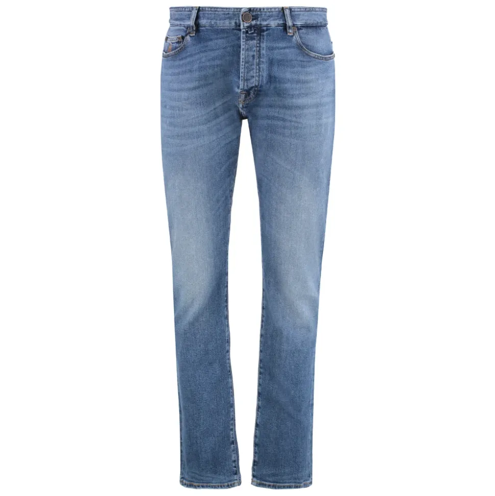 Regular Fit Jeans met Leren Logo