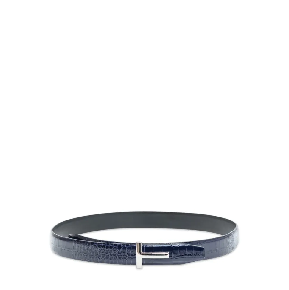Reversible Leren Riem met Krokodillenprint