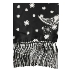 Silk Sun Moon Star Fringe Foulard Scarf
