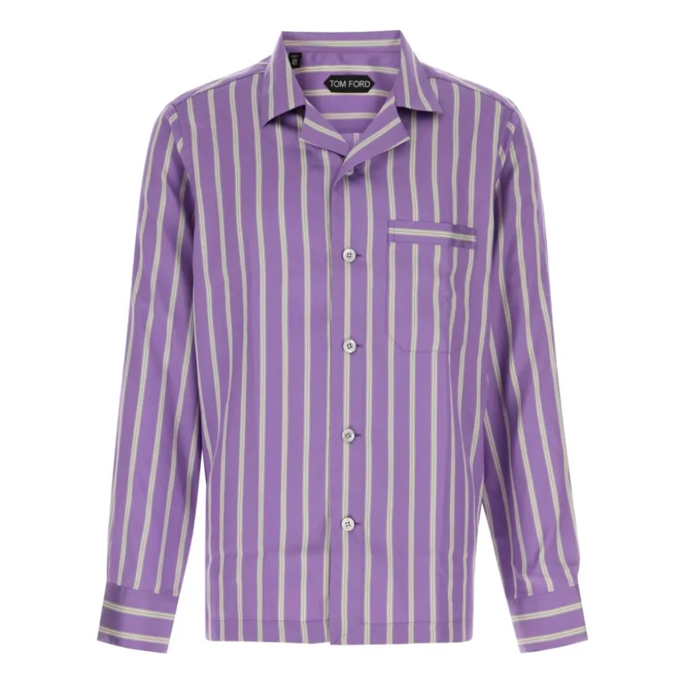 Silk Jacquard Regular Stripe Pyjama Shirt