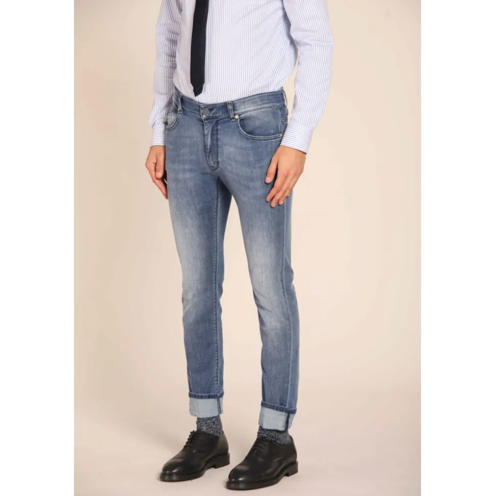 Slim Fit Navy Blue Denim Broek