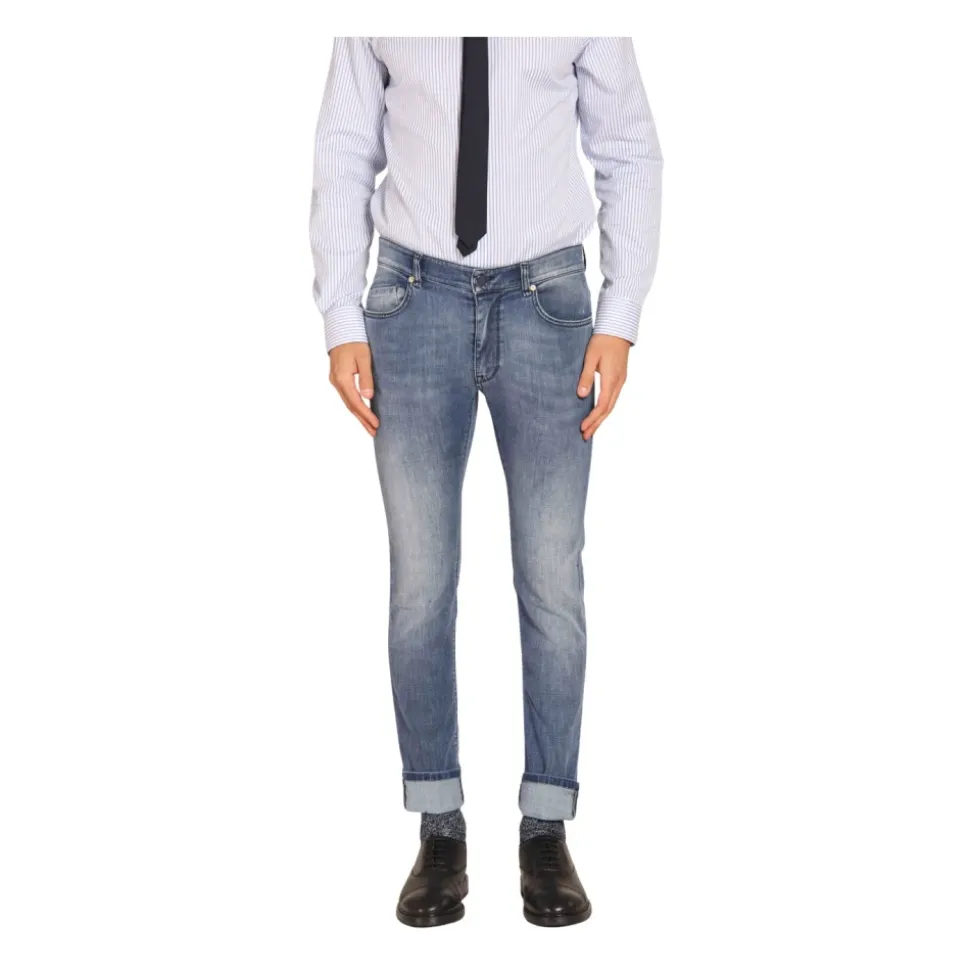 Slim Fit Navy Blue Denim Broek