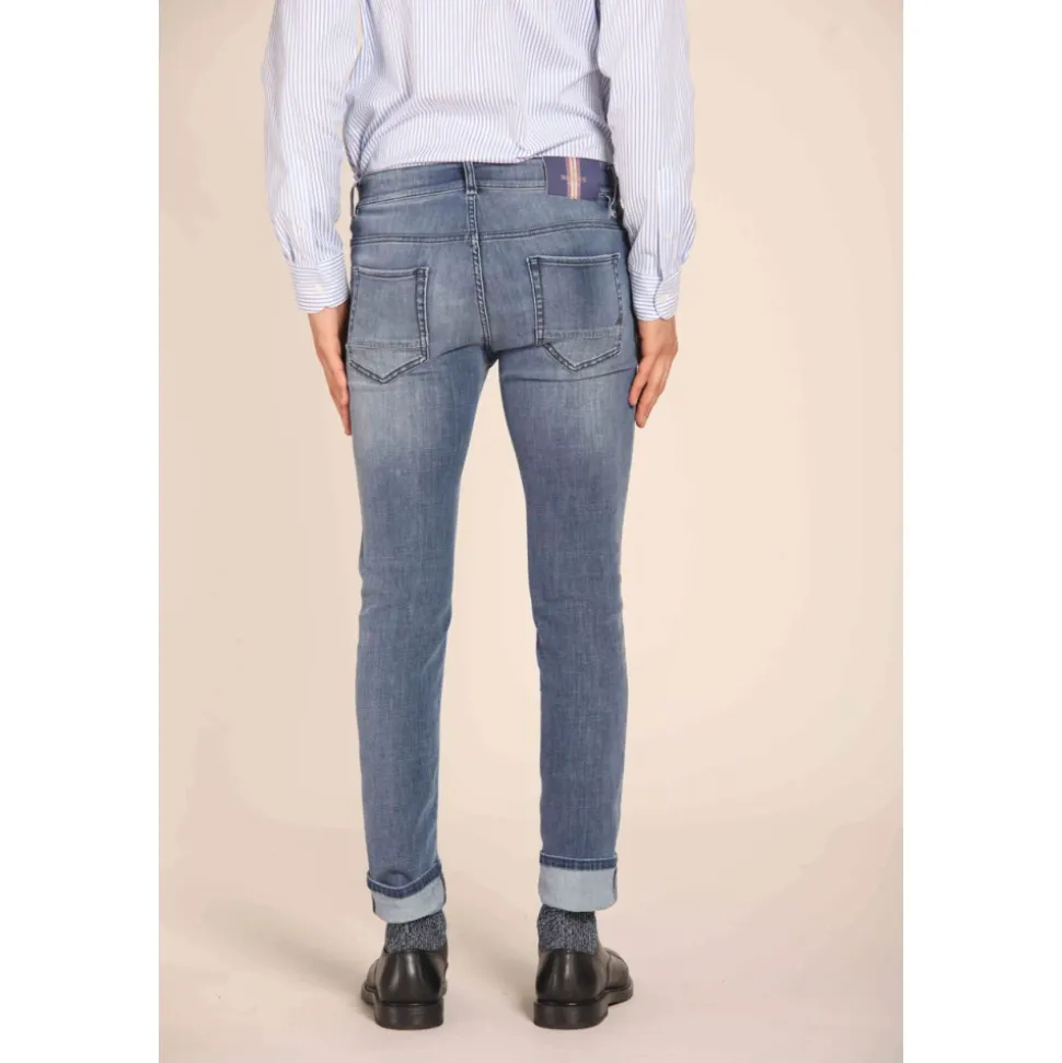 Slim Fit Navy Blue Denim Broek