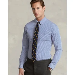 Slim gestreept poplin overhemd
