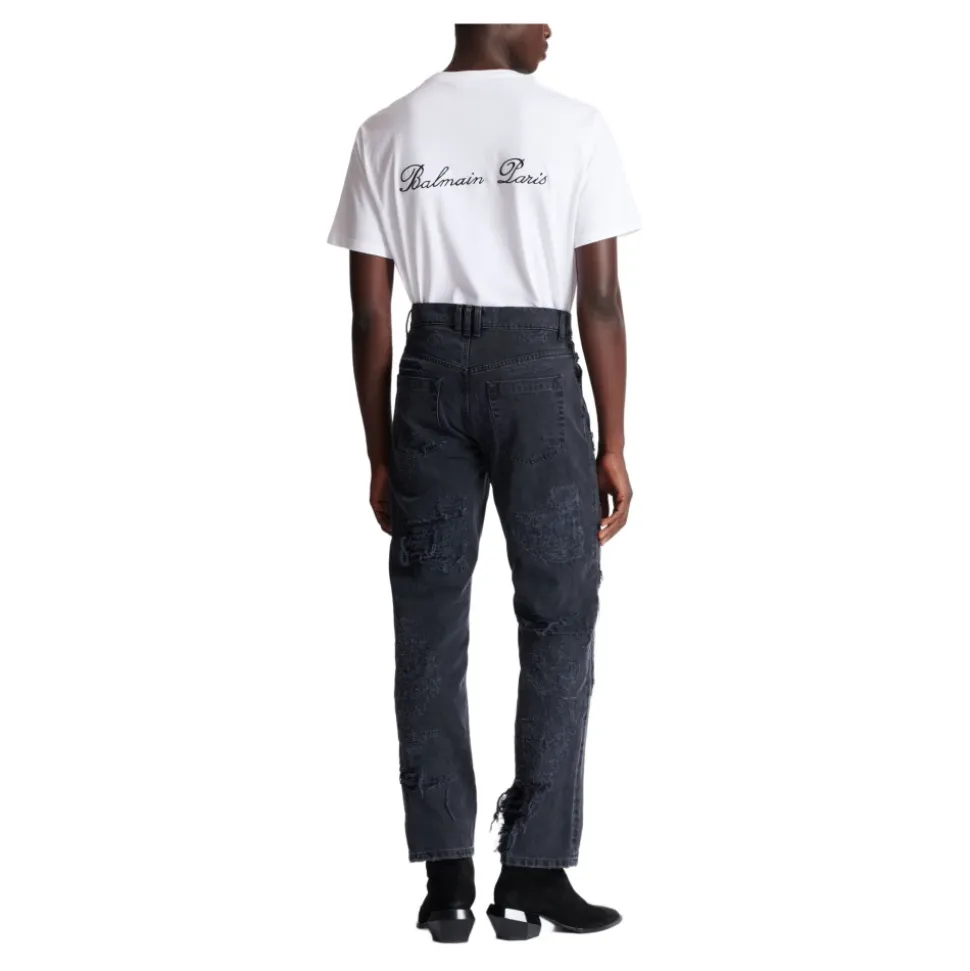 Straight Distressed Repaired Jeans