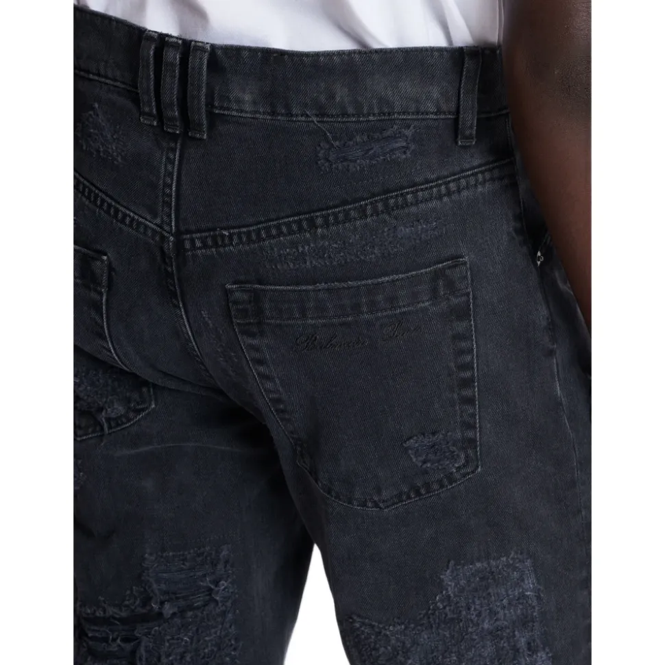 Straight Distressed Repaired Jeans
