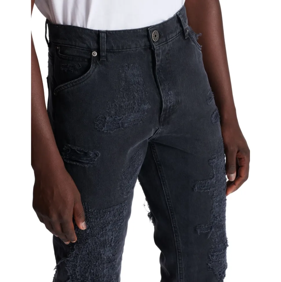 Straight Distressed Repaired Jeans