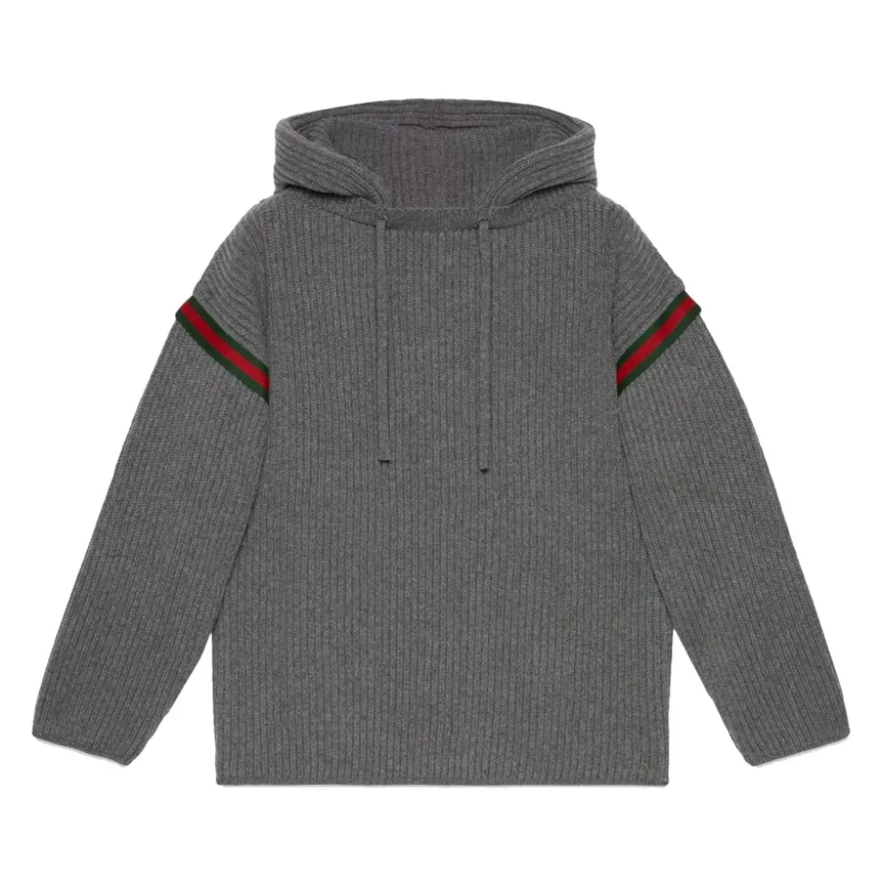Tape Logo Knit Hoodie