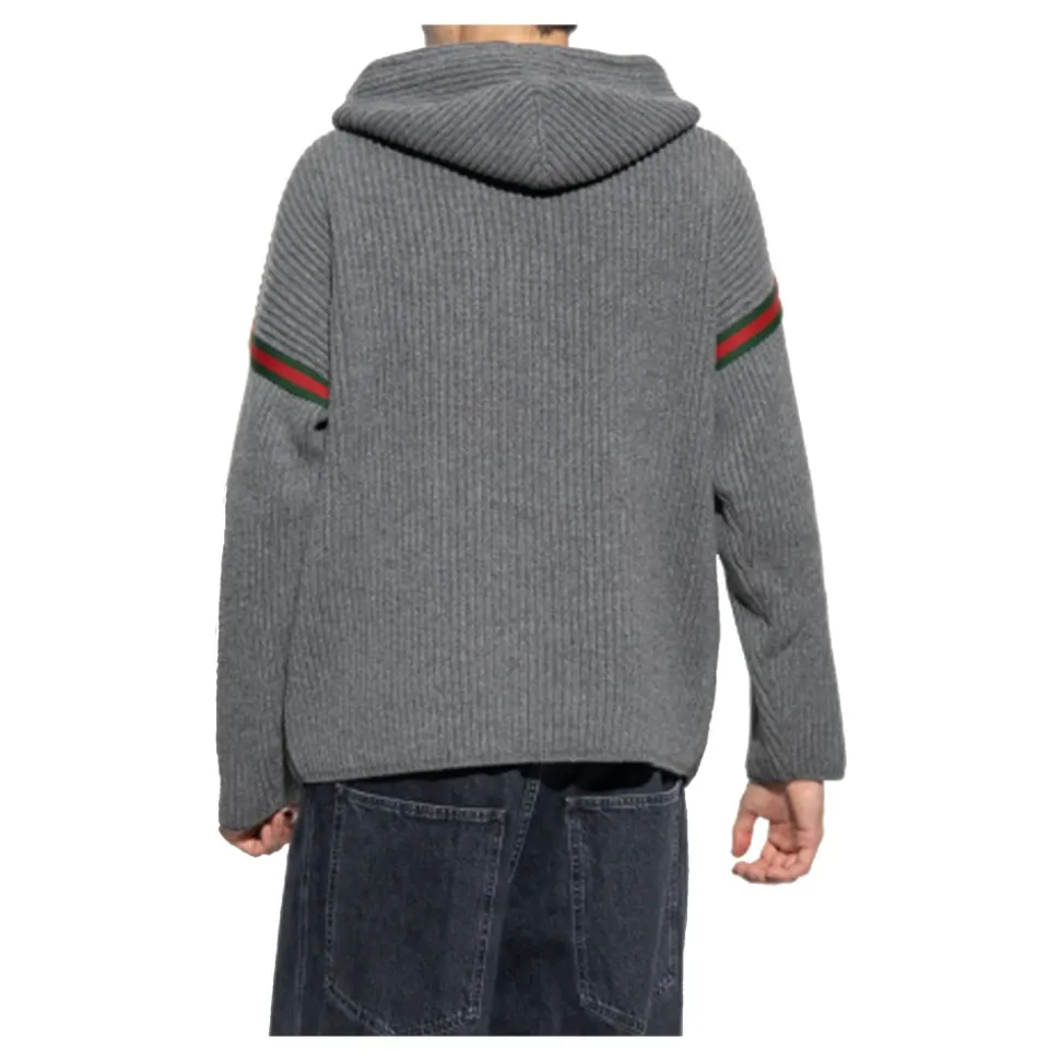 Tape Logo Knit Hoodie