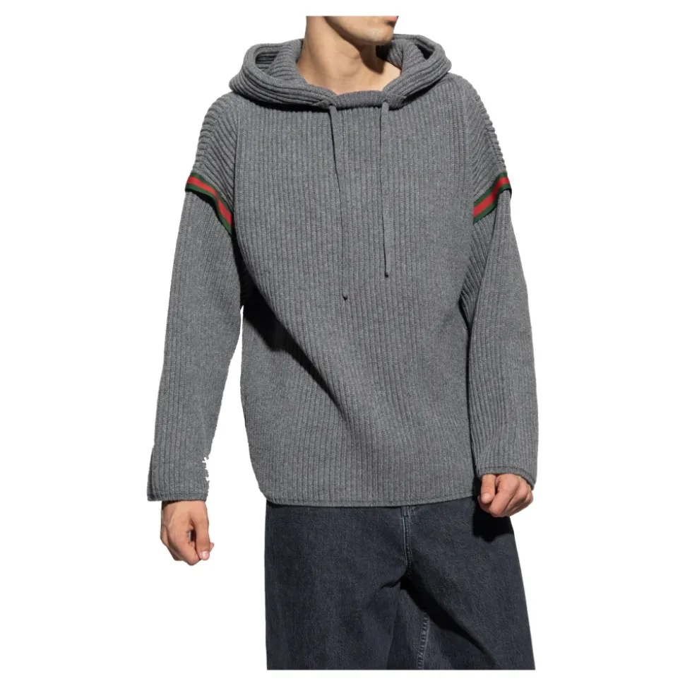 Tape Logo Knit Hoodie