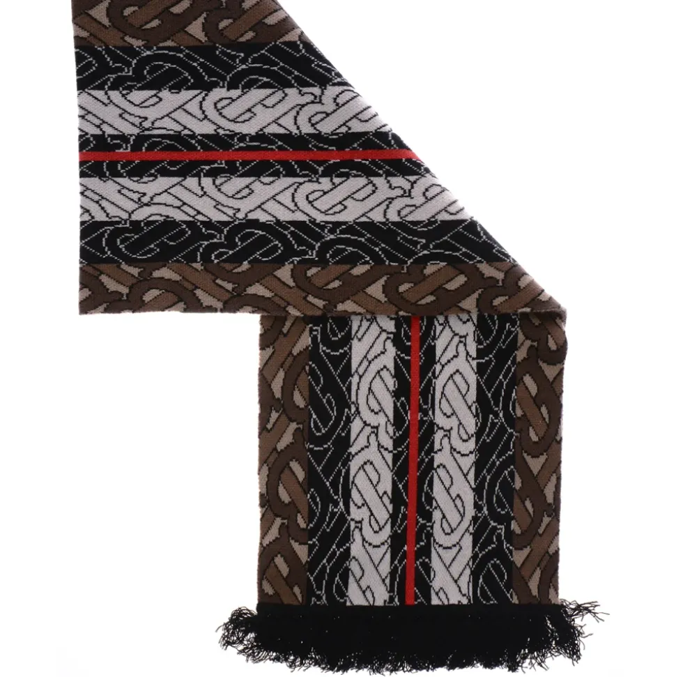 TB Monogram Stripe Knit Football Sjaal