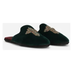 Velours Geborduurde Heren Pantoffels