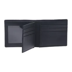 Wallet in black woven print leather