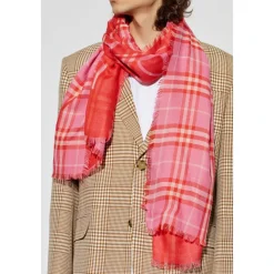 Wide EKD Check Wool Silk Scarf