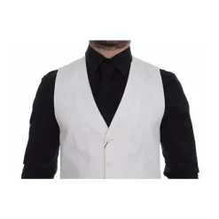 Wit Katoen Zijde Blend Jurk Vest