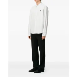 Witte Poplin Overhemd met Logo Borduursel
