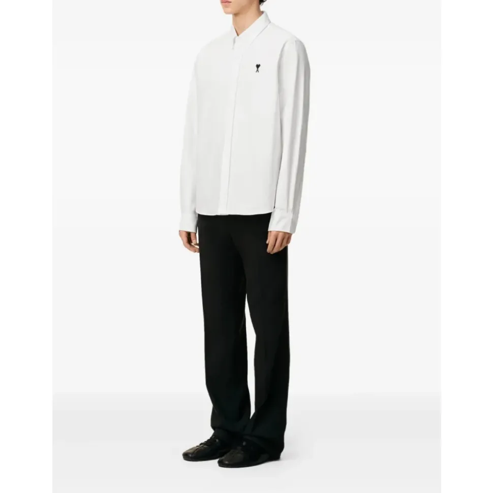 Witte Poplin Overhemd met Logo Borduursel