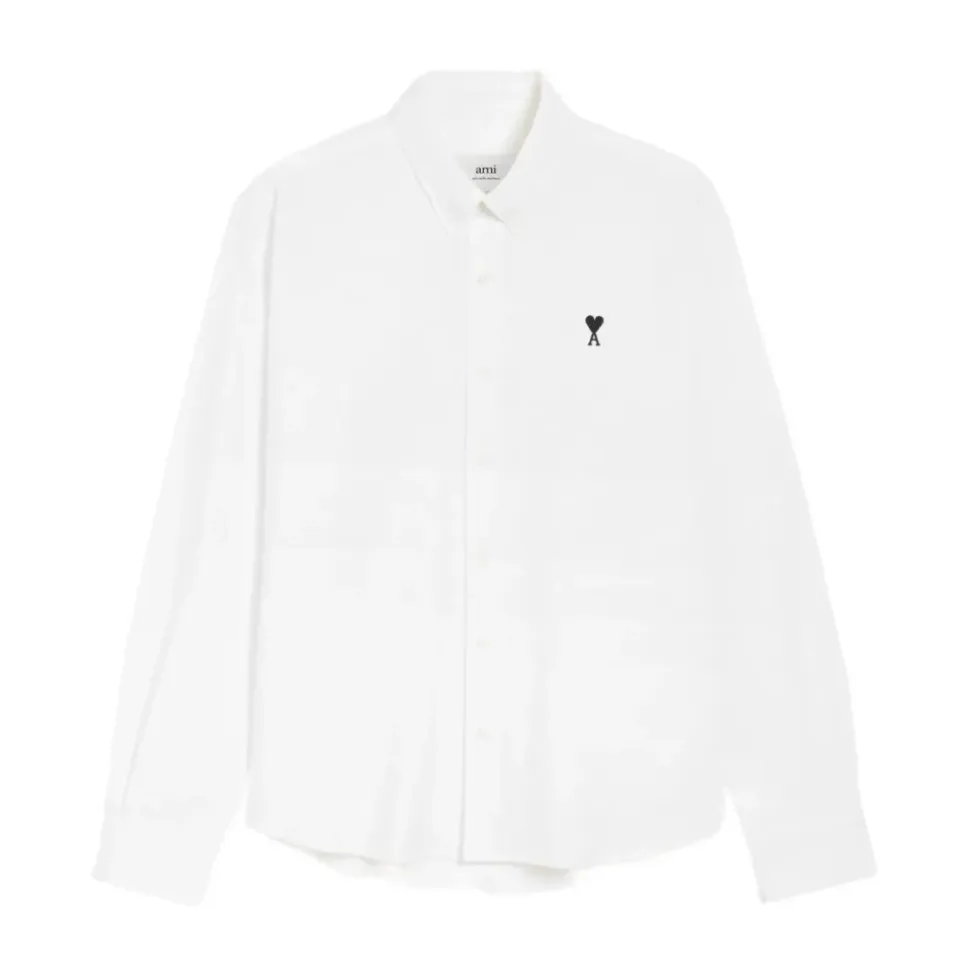 Witte Poplin Overhemd met Logo Borduursel