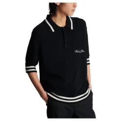 Wollen poloshirt met handtekening borduurwerk
