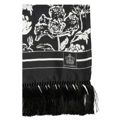 Zijden sjaal met bloemenprint en franjes