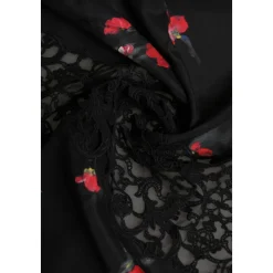 Zwart bloemenprint nekwarmer sjaal