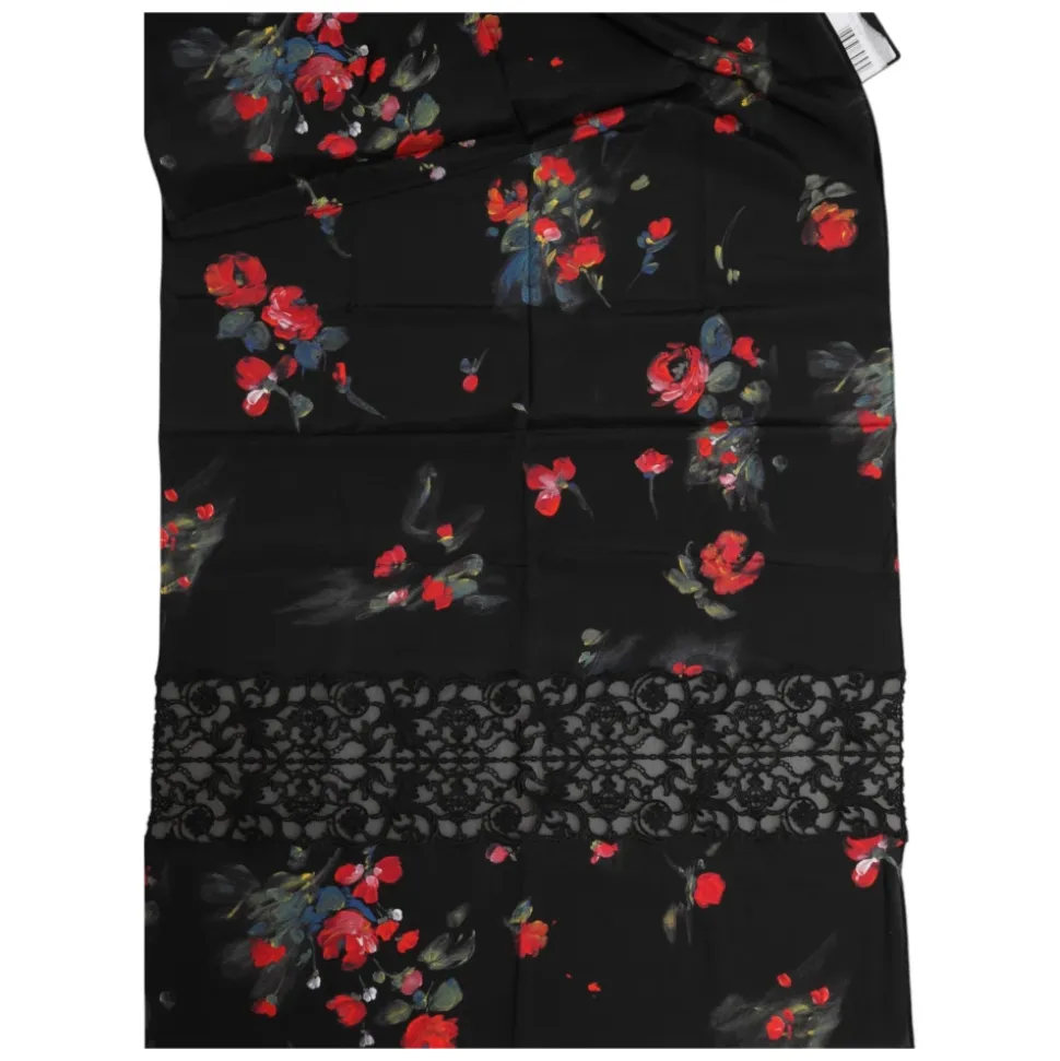 Zwart bloemenprint nekwarmer sjaal