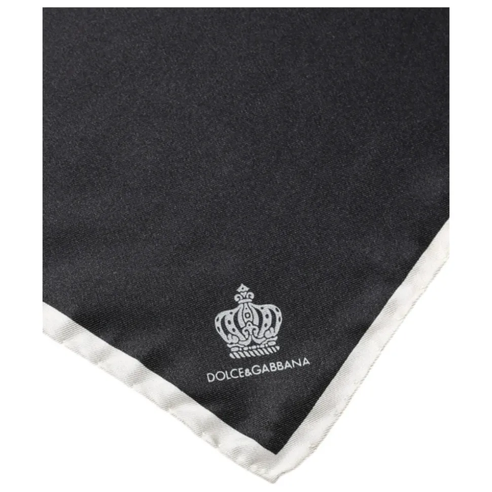 Zwart Crown Logo Zijden Zakdoek Sjaal