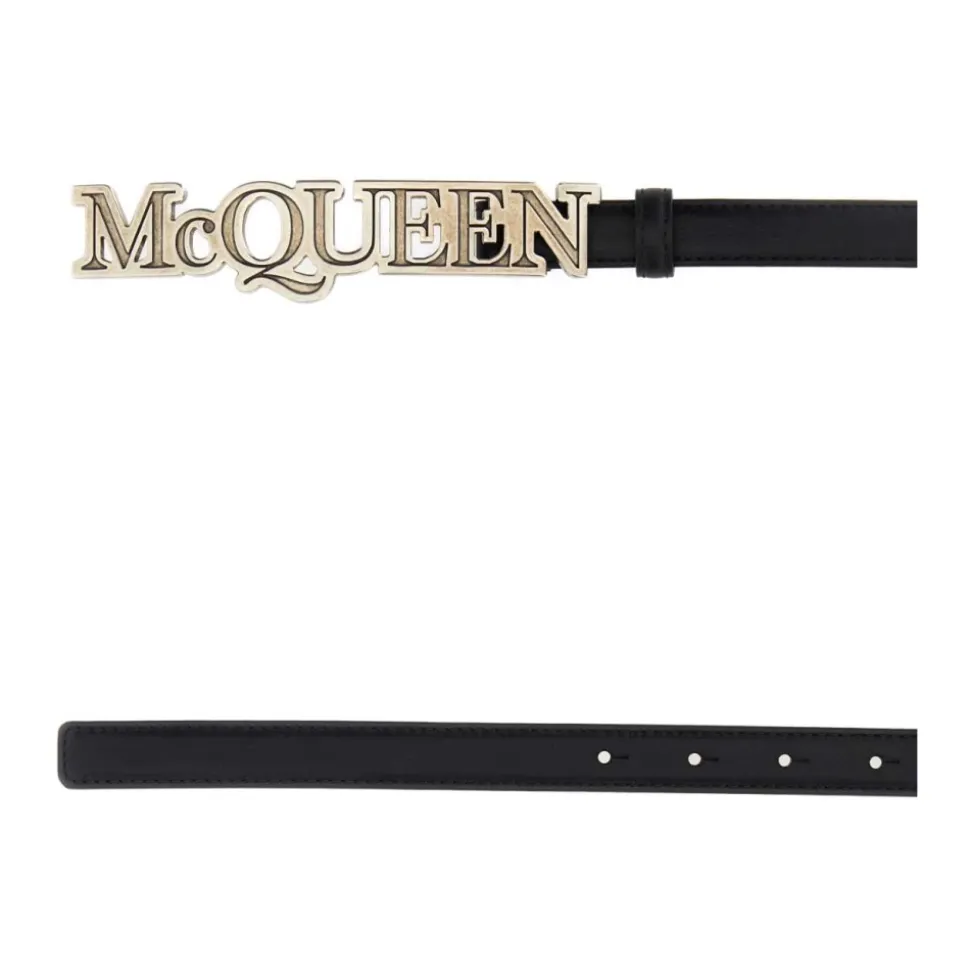 Zwarte leren Riem - Hoogte: 2 cm