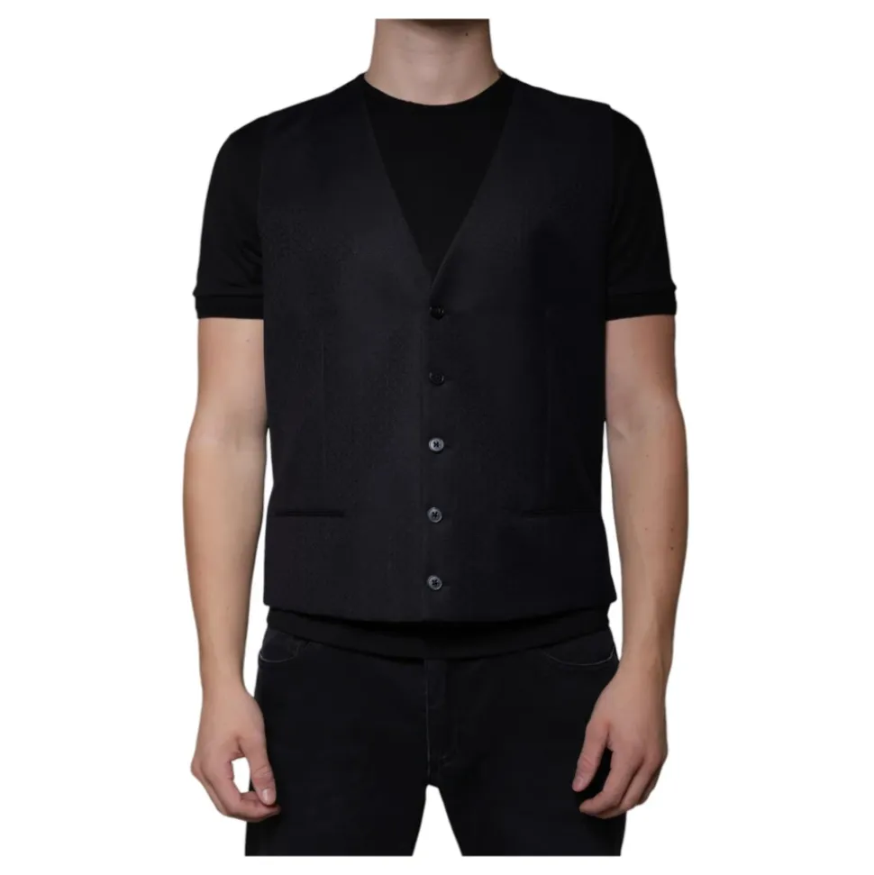 Zwarte Wollen Blend Vestjurk